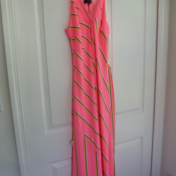 RACHEL Roy Jacey Racerback Maxi Dress Hot Neon Pink - Picture 2 of 4